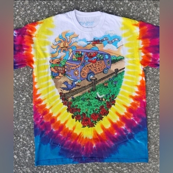 Vtg Y2K Liquid Blue Grateful Dead Summer Tour Tie Dye T-Shirt Size (L) - Picture 3 of 6